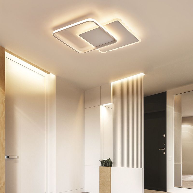 Square Ceiling Light Modern Acrylic LED White/Brown Flush Ceiling Light Fixture in Warm/White/Natural Light