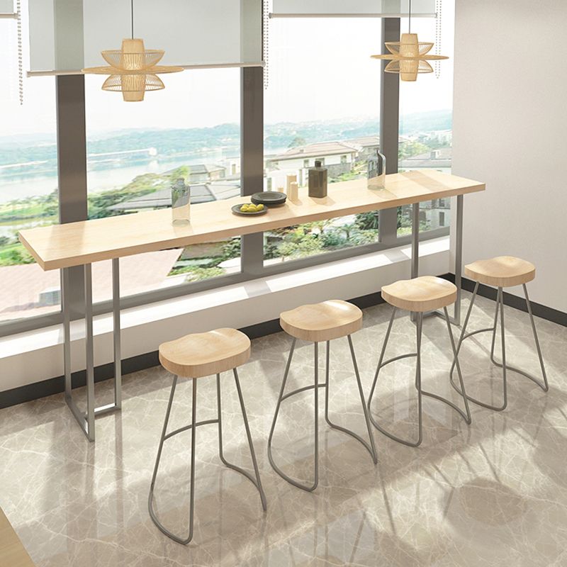 Rectangular Solid Wood Bar Table Set 1/5/6 Pieces Counter Table with Backless Stools