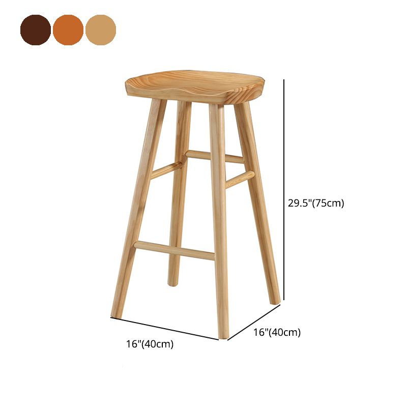 Modern Style Solid Wood Bar Stool with Footrest and Saddle Seat Indoor Bar Stool