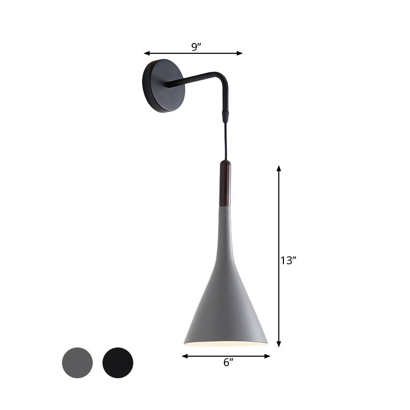 Trechterbed SCONCE LICHTING METALEN 1 LICHT Modernistische wandbevestigingshanger Lamp in zwart/grijs