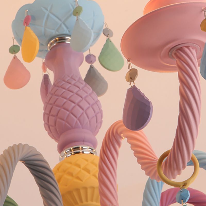 Multi Head Macron Candle Chandelier Glass Chandelier Lighting Fixtures for Bedroom