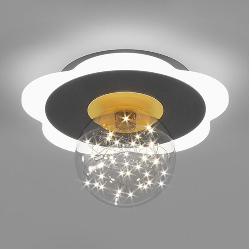 Clear Glass Globe Flush Mount Light LED Light Creative Bedroom Lighting Fixture
