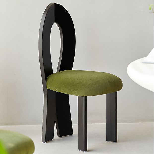 Modern Side Chair Velvet Wooden Base Dining Chair for Living Room