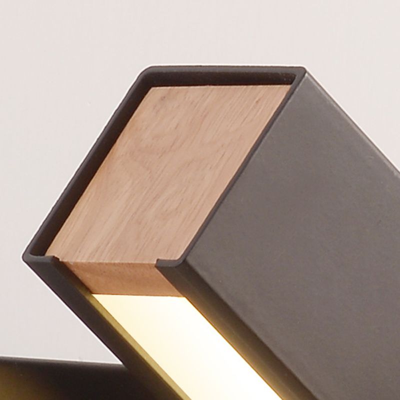 Hölzerne rechteckige LED -Wandleuchten in der modernen Einfachheit Schmiedeeisenwandlampe mit Acrylschatten