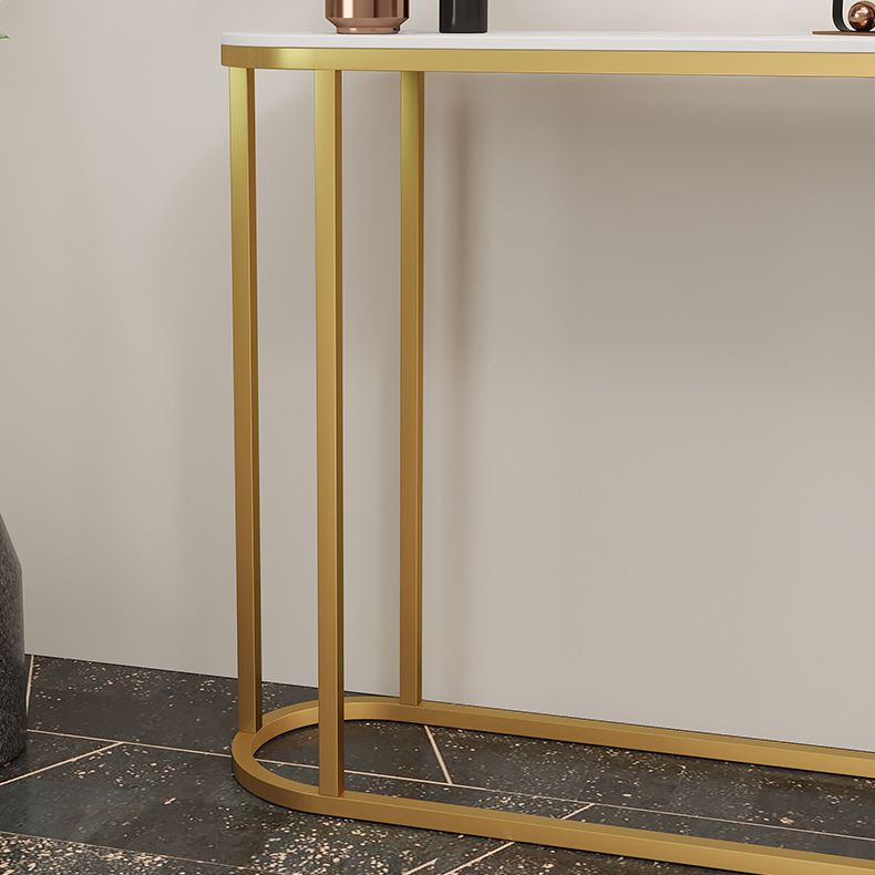 Glam Stone Console Table Golden Iron Console Sofa Table for Hall