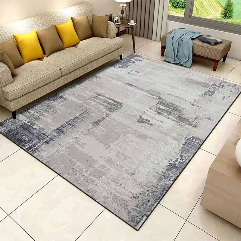 Gray Simple Rug Polyester Graphic Indoor Rug Washable Rug for Drawing Room