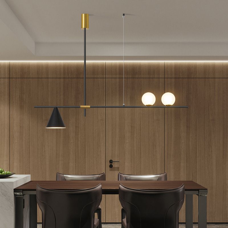Contemporary Island Light White Glass Shade Hanging Light for Dining Room