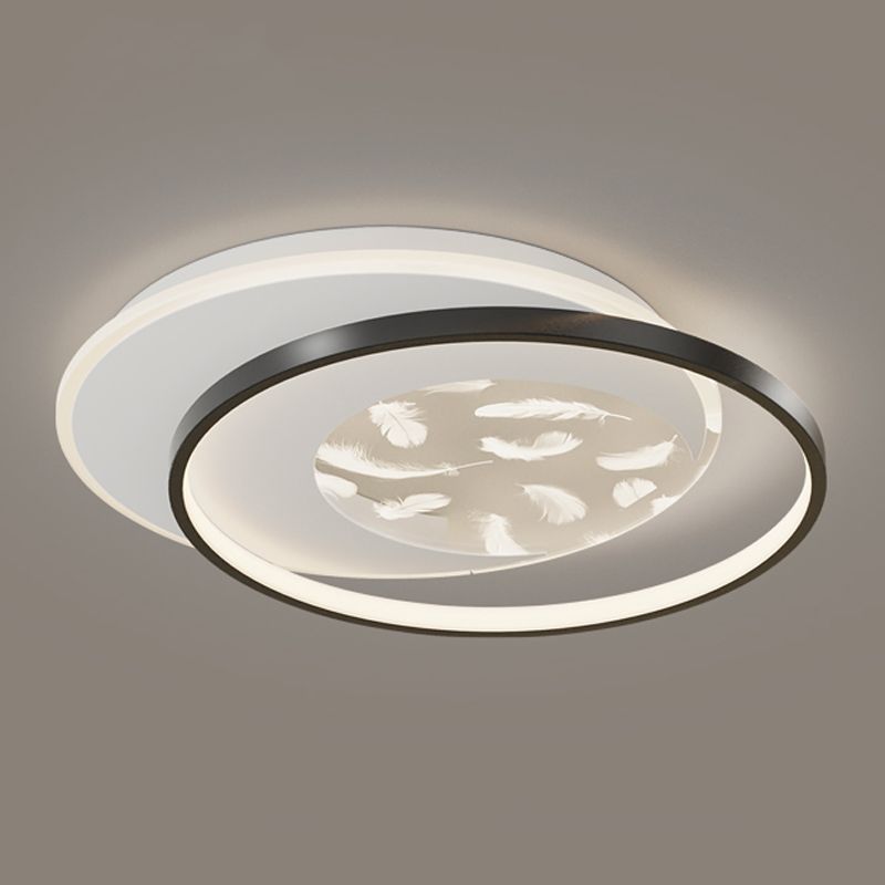 2 Light Circle Ceiling Lamp Modern Style Metal Ceiling Lighting for Dining Room