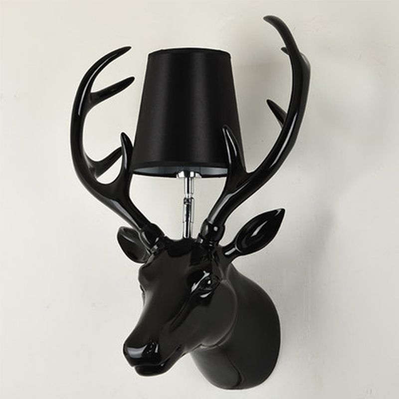 Elk Restaurant Wall Lamp Traditional Resin 1 Light Black/Pink/Blue Sconce Light Fixture with Glass Shade
