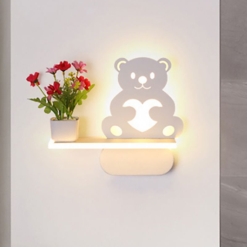Acrylic Wall Sconce with Shelf Living Room Restaurant Modern Stylish Wall Light in White