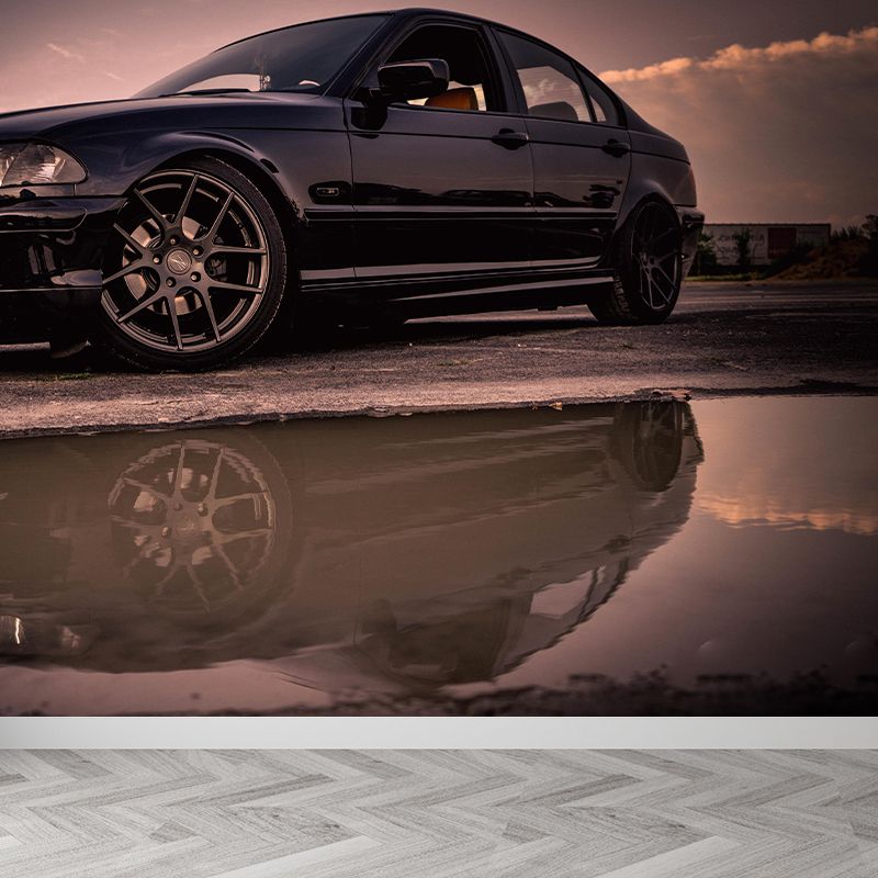 Industrial Car Wall Mural Moisture Resistant Wall Art for Living Room Bedroom