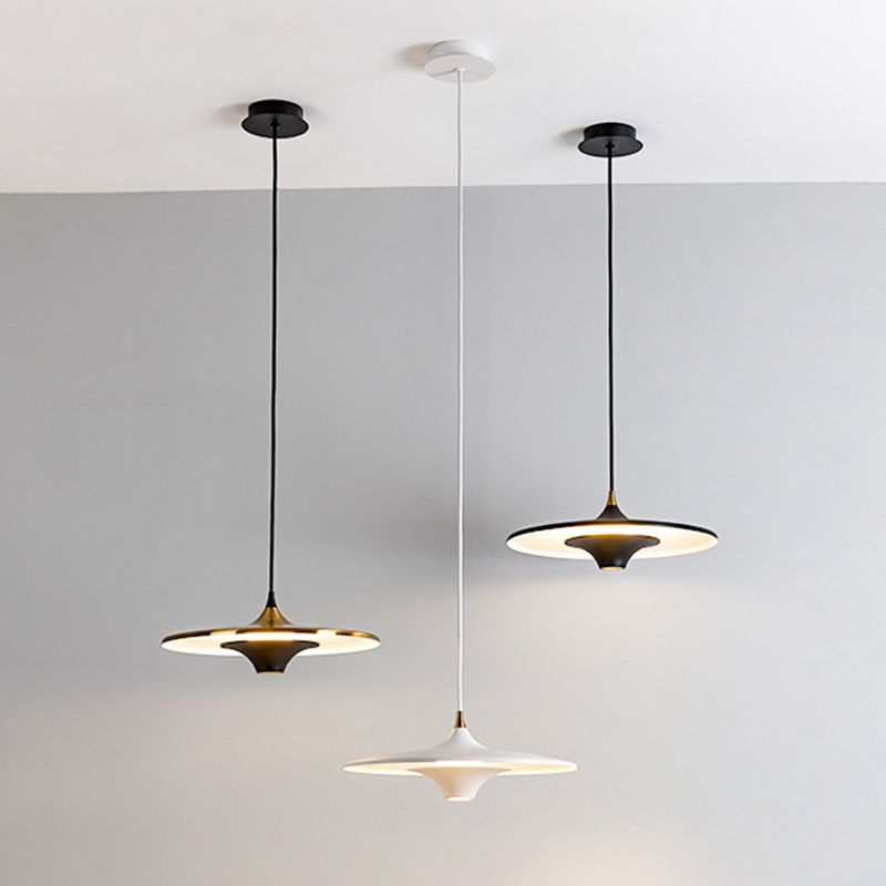 Flying Saucer Bedside Suspension Light Metallic 1 Bulb Minimalist LED Pendant Lamp