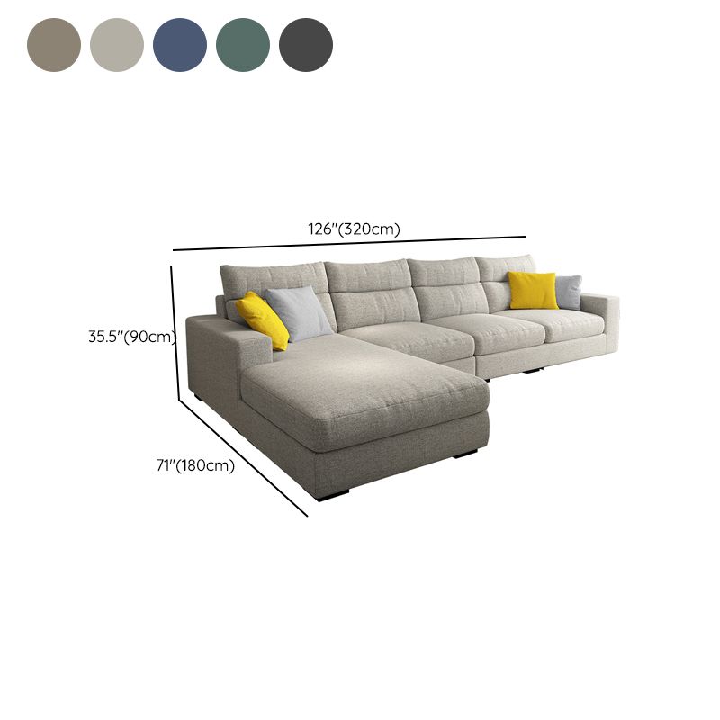 Contemporary Linen Square Arm Sofa & Chaise for Living Room