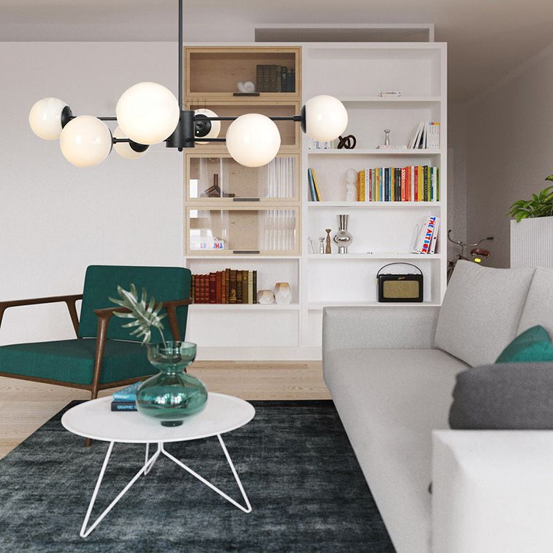 Lámpara de lámpara de araña colgante de múltiples luces de múltiples lámpara de vidrio de globo industrial luz colgante de vidrio