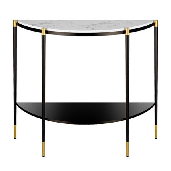 Contemporary Console Accent Table Antique Finish Half Moon Sofa Console Table