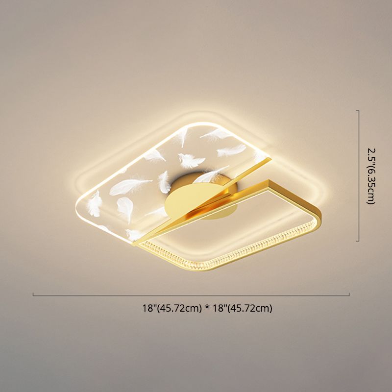 Luz de techo LED de plumas escalonadas en simplicidad moderna Acrílico Semi Flush Monte para sala de estar