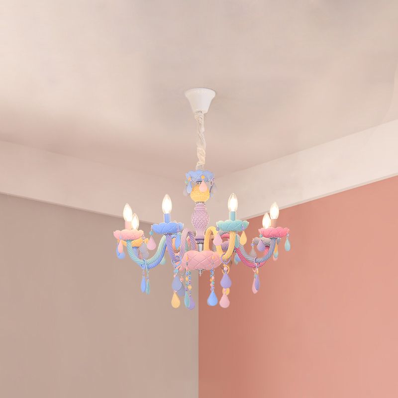 Pendre coloré en acier inoxydable dans un lustre en cristal de style créatif moderne pour chambre à coucher