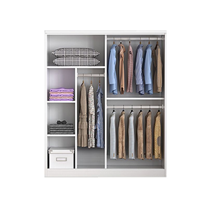 Modern Freestanding Wardrobe Armoire, 2-door Manufatured Armoire with Shelves in White