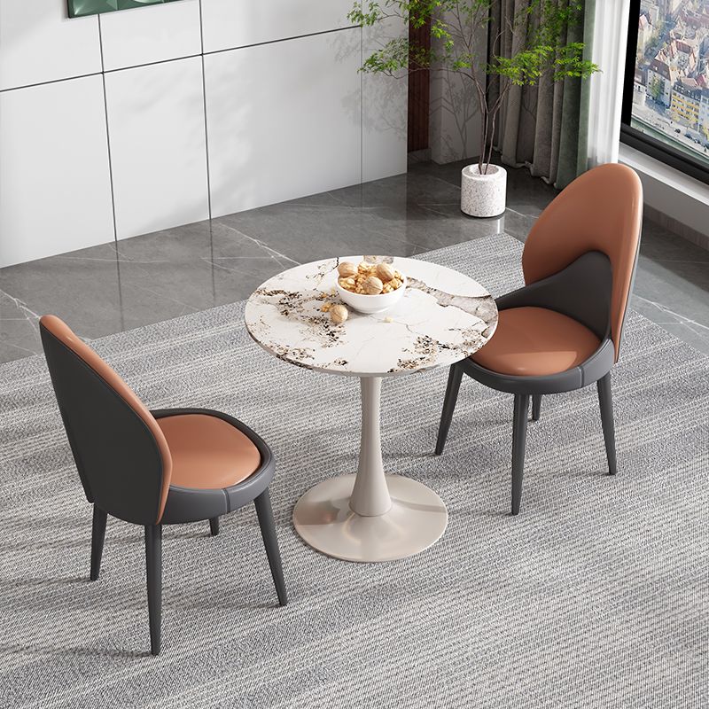 Chaise d'appoint de style moderne, chaise de salle à manger rembourrée en métal à dossier solide (Ensemble de 2)