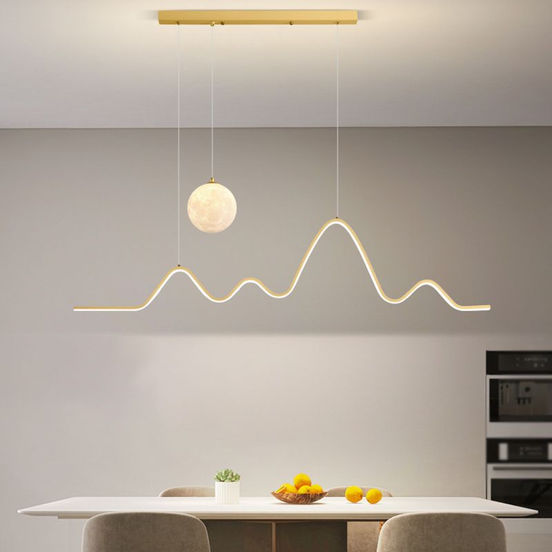 2-Light White/Black/Golden Modernism Kitchen Island Lighting Unique LED Ceiling Light