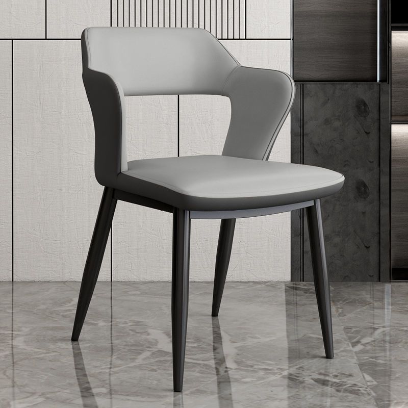 Contemporary Linen Dining Chair Open Back Dining Side Furniture in Matte Finish for Home