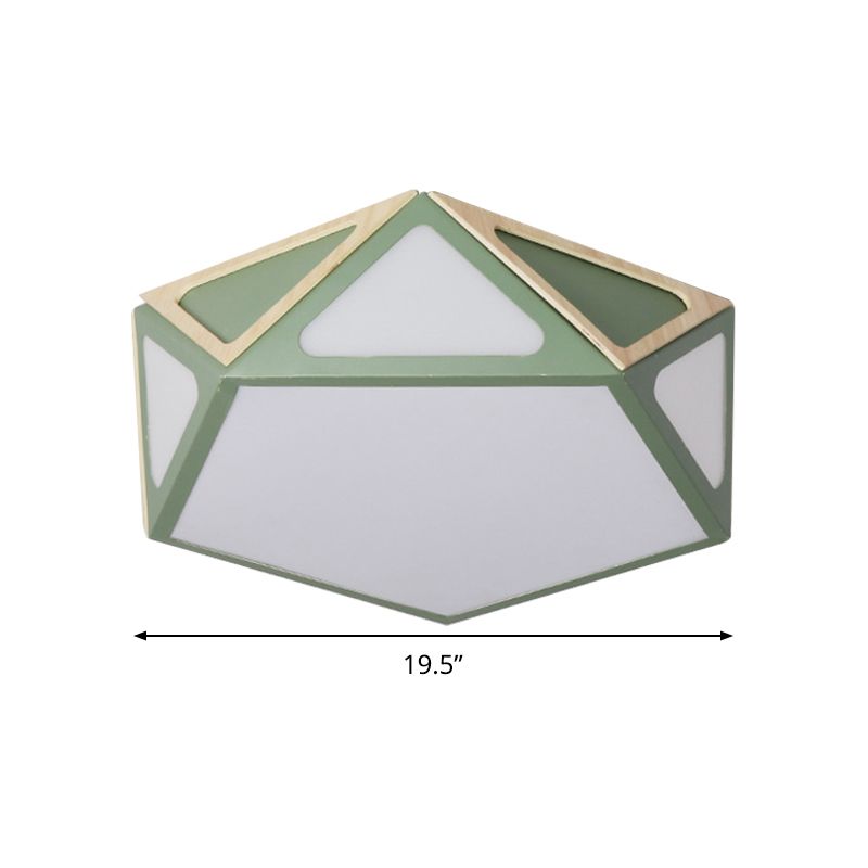 Geometrisch spoellicht Modern acryl wit/roze/geel LED plafond gemonteerd armatuur in warm/wit licht, 16 "/19,5" breed