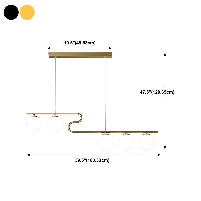 Modern Simple Hanging Lamp Glass Ball Shape Shade Island Light Fixture for Dining Table