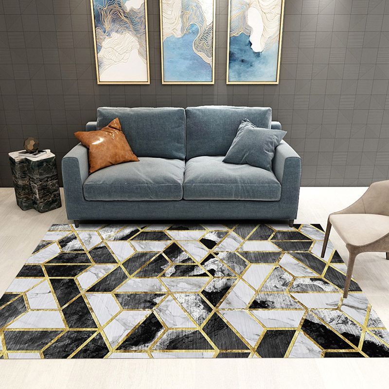 Contemporary Marble Surface Indoor Carpet Polyester Rug Pet Friendly Area Rug for Home Decoration