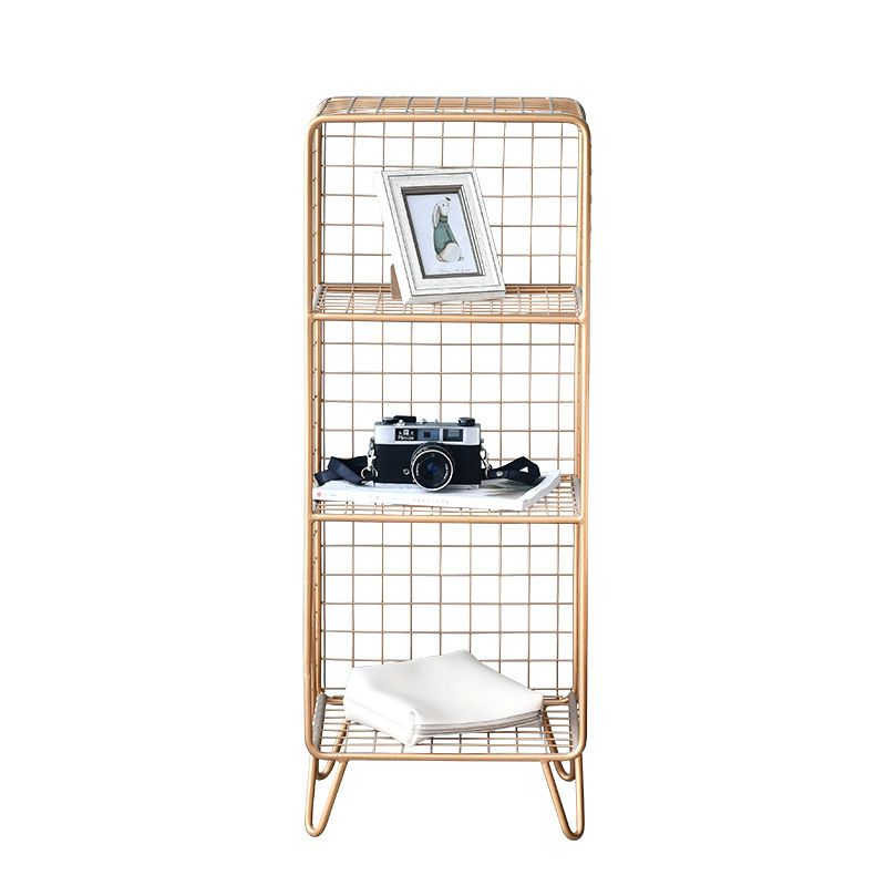 Modern Metal Bookshelf Standard Closed Back Bookcase in Burnish