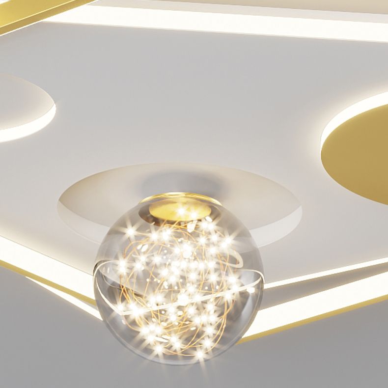 Simplicity Lighting Fixture Gypsophila LED Flush Mounted Ceiling Lights with Glass Shade