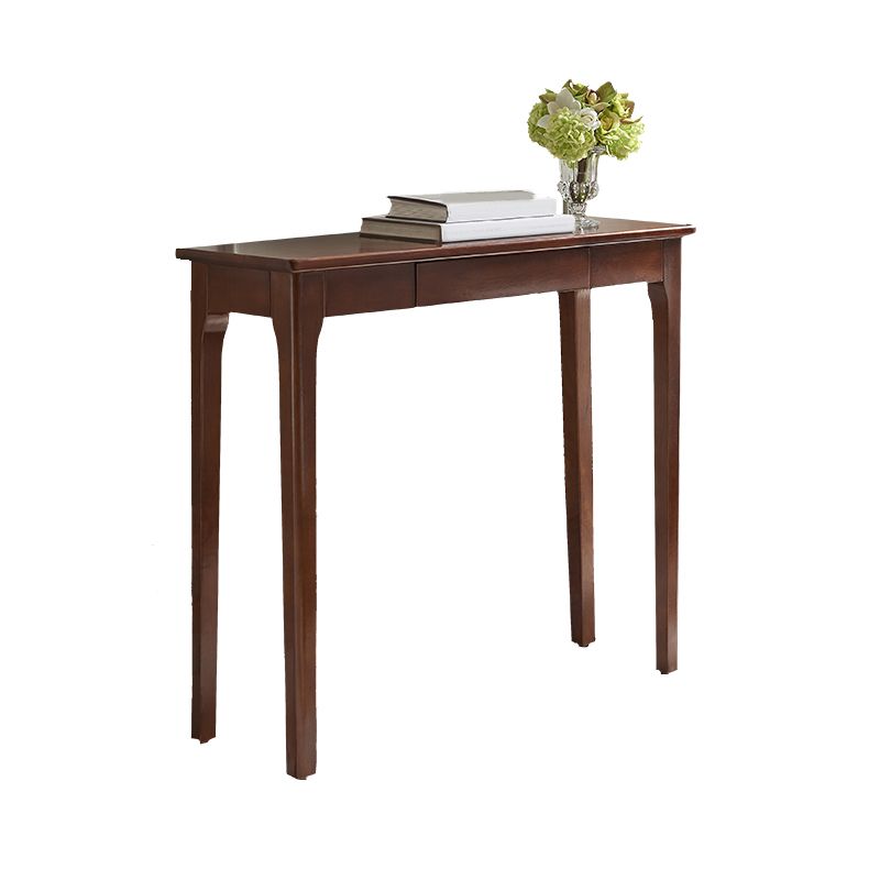 Rectangle 4 Legs Single Drawer Wood Console Table with Storage