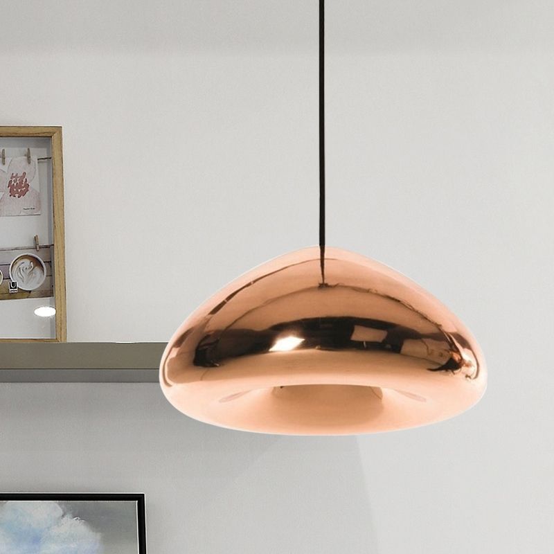 7"/12"W Recessed Shape Pendant Lighting Post-Modern Glass 1 Light Sliver/Gold/Rose Gold Hanging Light