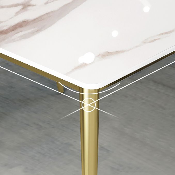 Modern Rectangle Dining Set 1/2/5 Pieces Stone Top Indoor Dinette Set with Gold Base