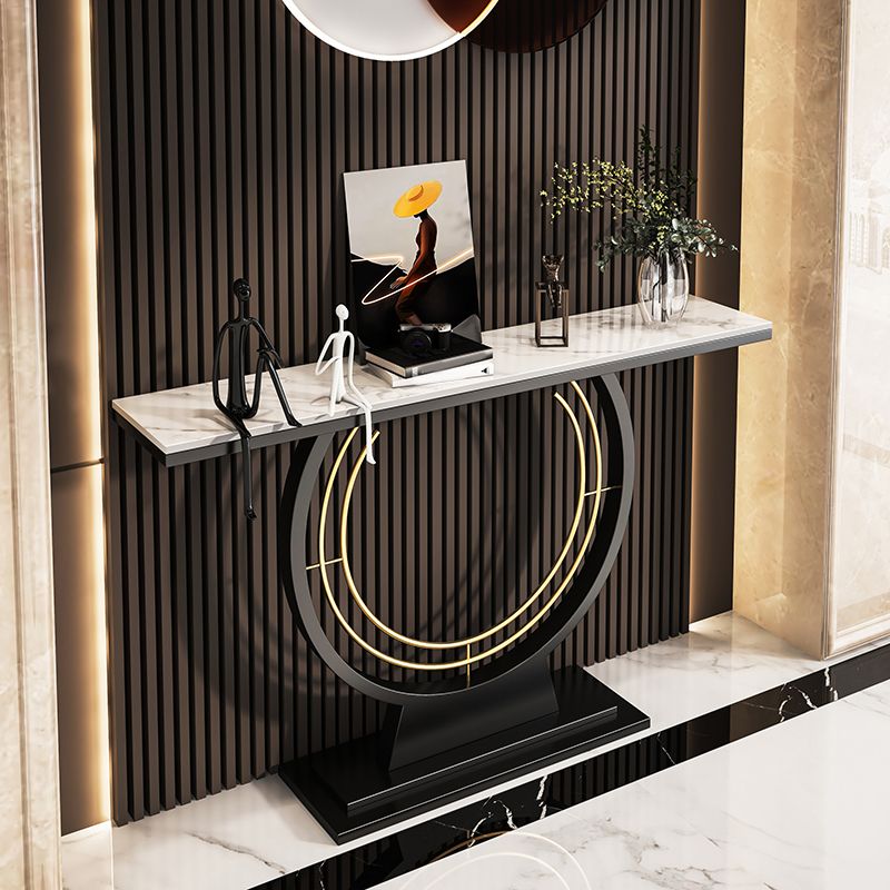 11"W Contemporary Console Table Stone Rectangle Console Sofa Table