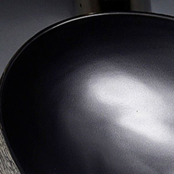 Modern Bathroom Sink Black Oval Ceramic Bathroom Sink with Faucet