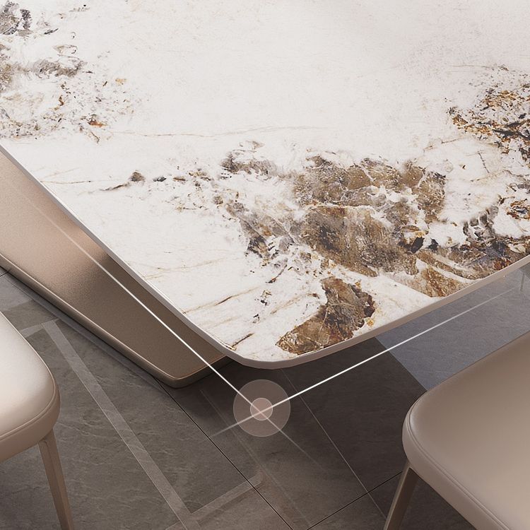 Modern Rectangle Dinette Set 1/2/5/7 Pieces White Sintered Stone Top Dining Table Set