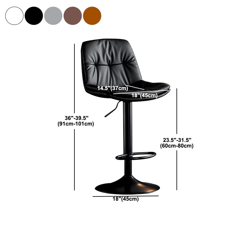 Swivel and Adjustable Bar Chair Modern Faux Leather Armless Bar Chair