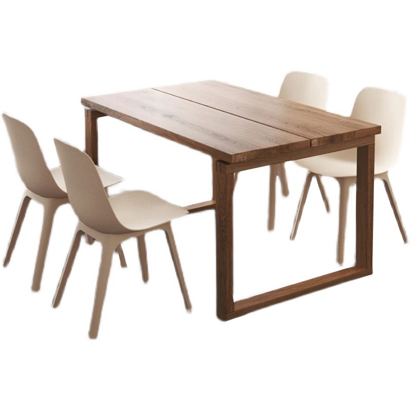 Rectangle Modern Dining Table Ash Solid Wood Table with Double Pedestal Base
