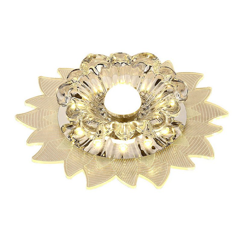 Plafonnier encastré de couloir de cristal encastré LED moderne en forme de fleur
