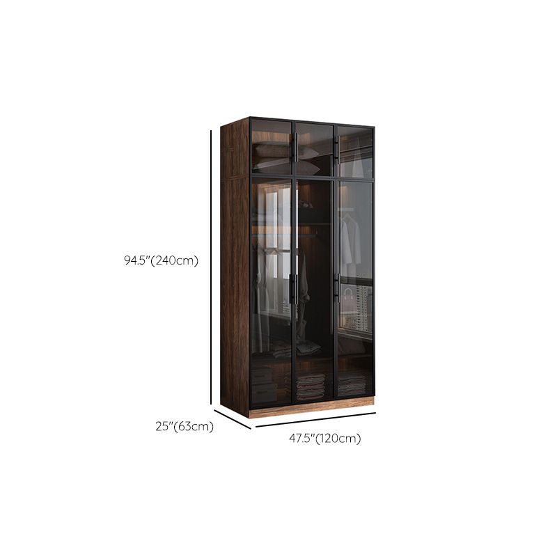 Modern Freestanding Wardrobe Armoire Tempered Glass Doors Wardrobe with Shelves
