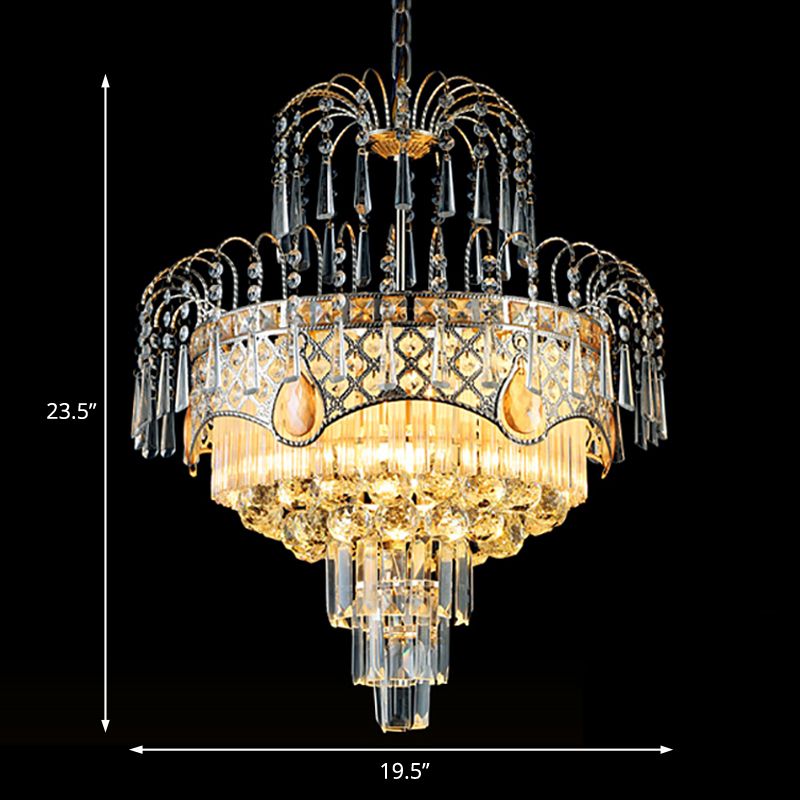 Modern 3/5 Lights Chandelier Light with Crystal Shade Gold Tiered Ceiling Light for Dining Room, 18"/19.5" Wide