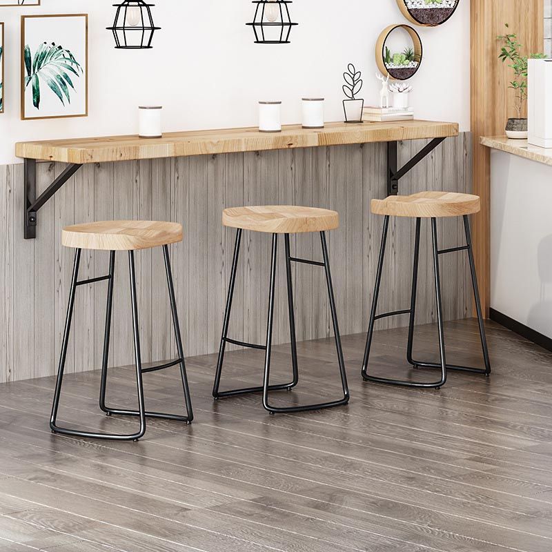 Modern Saddle Seat Bar-stool Solid Wood Counter Bar Stool for Home
