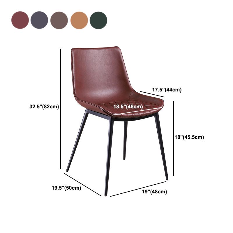 Industrial Style Dining Chairs Armless Dining Chair with Metal Legs for Kitchen