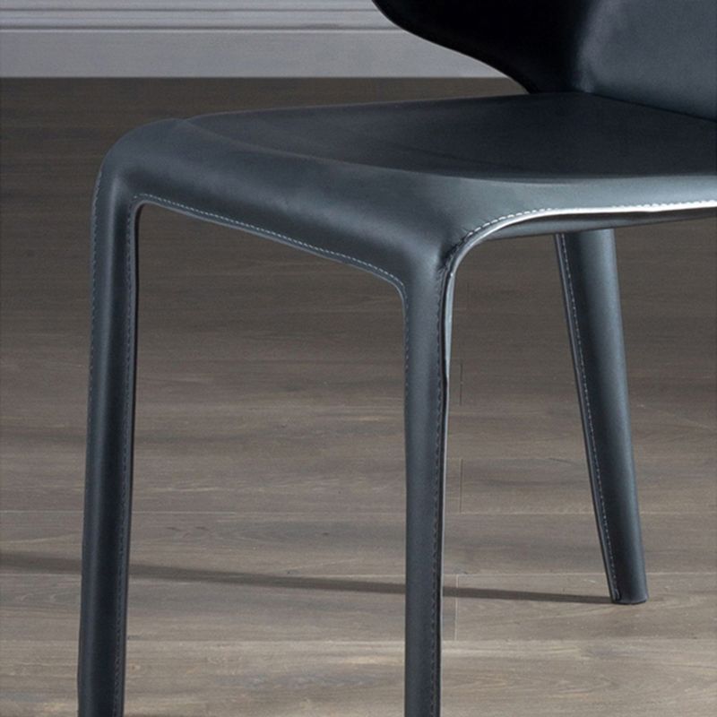 Faux Leather Dining Chair Modern Upholstered Chair with Metal Legs