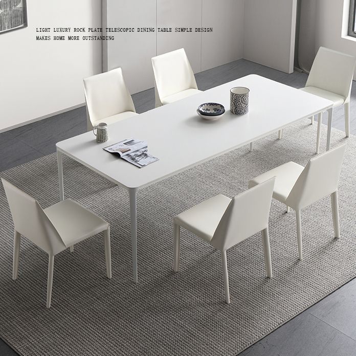 Mesa de comedor de cocina blanca moderna Mesa de comedor rectangular de piedra sinterizada con 4 patas base