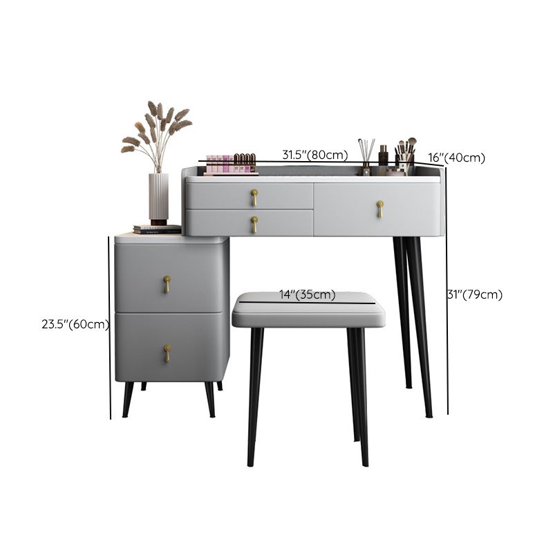 Bedroom Make-up Vanity 31.1" High Modern Dressing Table in Gray