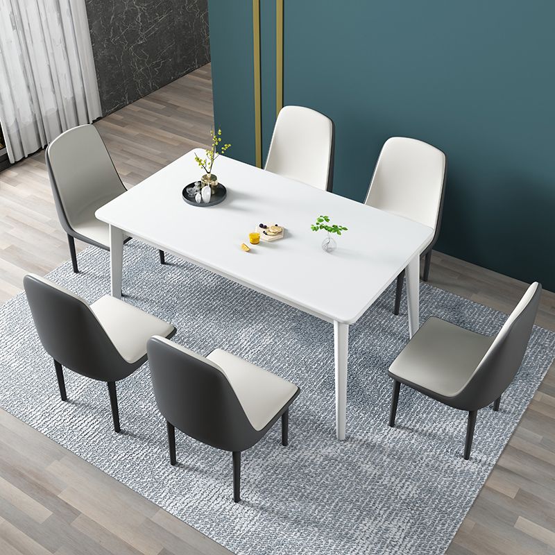 Eigentijdse massieve houten rechthoekige vorm eettafel standaard eettafel met 4 potenbasis