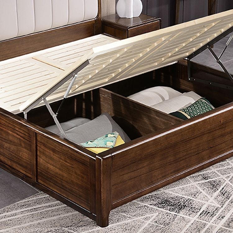 Mid-Century Modern Standard Bed Storage Bed Frame with Headboard