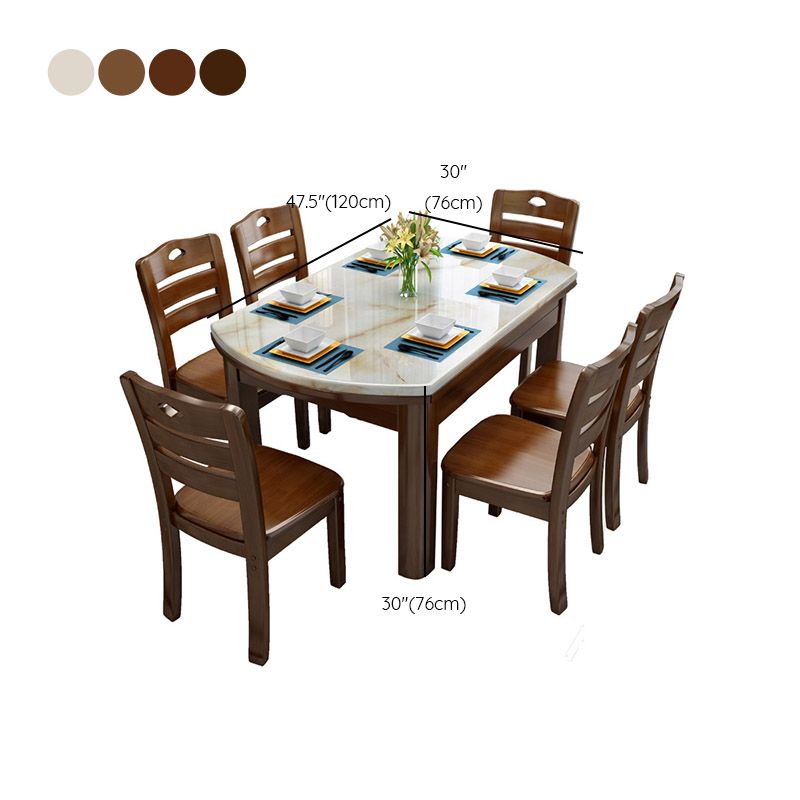 Modern Stone Round Dining Table Rubber Wood Legs for Dining Room
