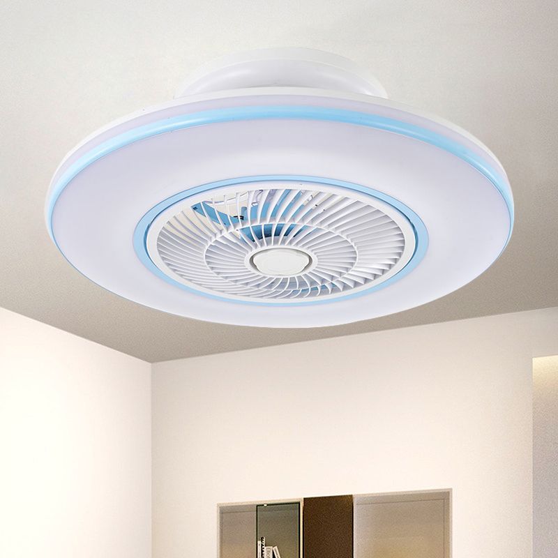 Lampada per ventole a pendolo rotondo blu/oro Modernismo LED LED Semi di montaggio Acrilico, larghezza 23 "